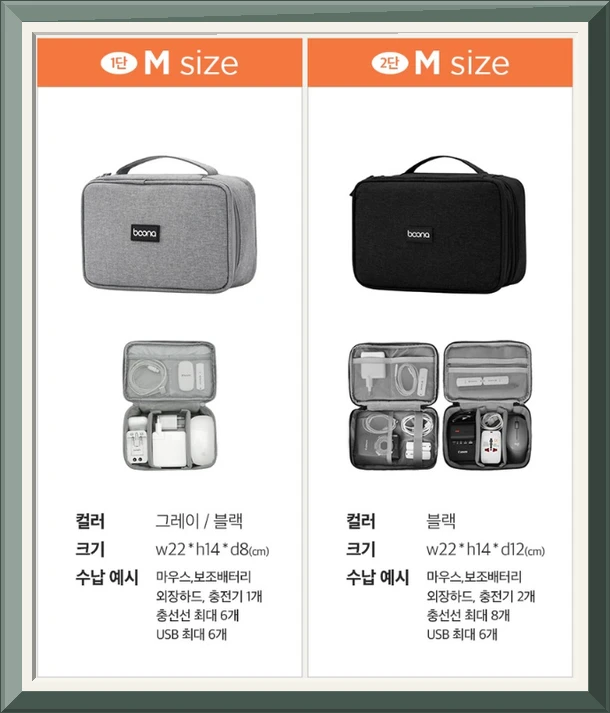타고 케이블 충전기 파우치 1단 생활방수 휴대용 여행용 사진2