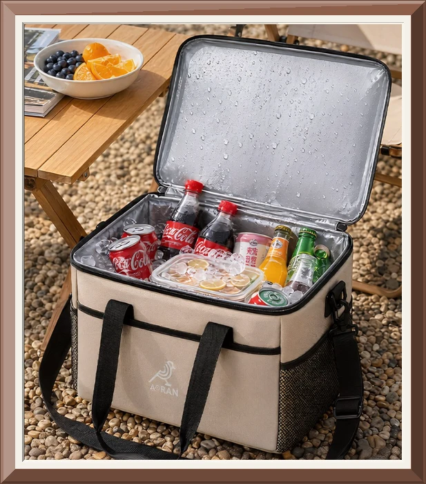 아오란 아이스박스 캠핑 보온 보냉 가방, 30L, 카키 사진2