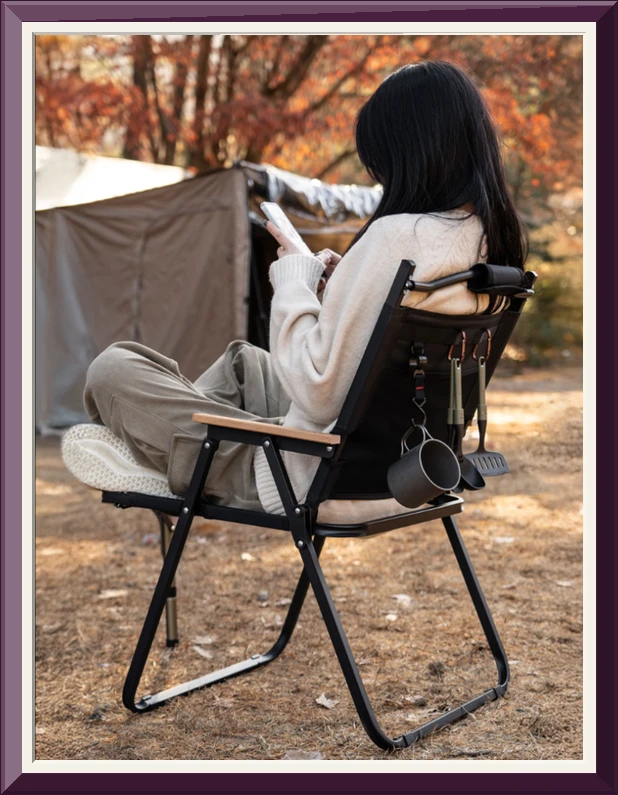 로티캠프 감성 휴대용 경량 로우체어 접이식 캠핑의자 L, 블랙, 2개 사진2