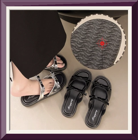 Modern Fashion 여성 리본 포인트 스트랩 슬리퍼 샌들 F70 사진2