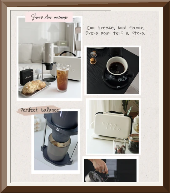 로스티코 휴대용 커피머신 에스프레소 머신 캡슐 아웃도어 캠핑 가정용 쿨그레이 사진5