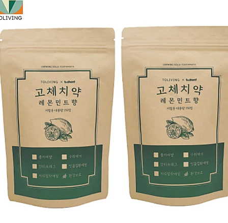투리빙 고체치약 미백 씹는 가글 자일리톨 캠핑 레몬민트 구취제거 300정+대나무칫솔1ea 사진5
