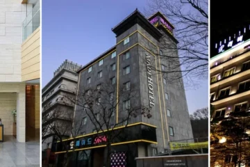 왼쪽부터 더 스위트 호텔 남원, 남원 메이드 호텔, 남원 리버 외관