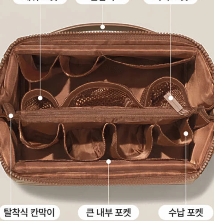 대용량 화장품파우치 스탠딩 pvc 꺼내기쉬운 여행용 화장품 메이크업 가방 사각 블랙 사진3