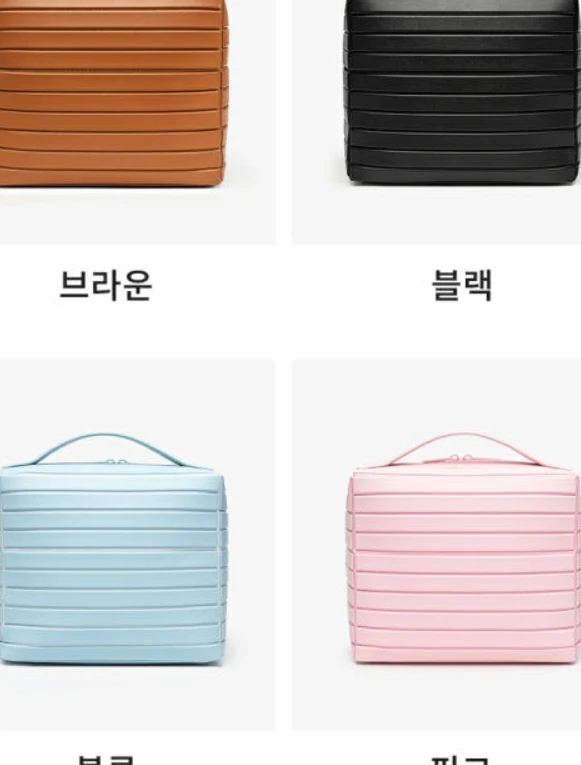 대용량 화장품파우치 스탠딩 pvc 꺼내기쉬운 여행용 화장품 메이크업 가방 사각 블랙 사진4