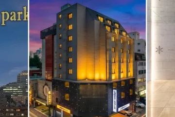 왼쪽부터 나인 브릭 호텔, 신촌 URBAN HOTEL&PLAY, 신촌 포레스타 외관